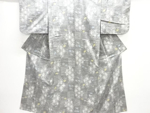 JAPANESE KIMONO / ANTIQUE HITOE KIMONO / SILK / TSUMUGI / WOVEN ASANOHA